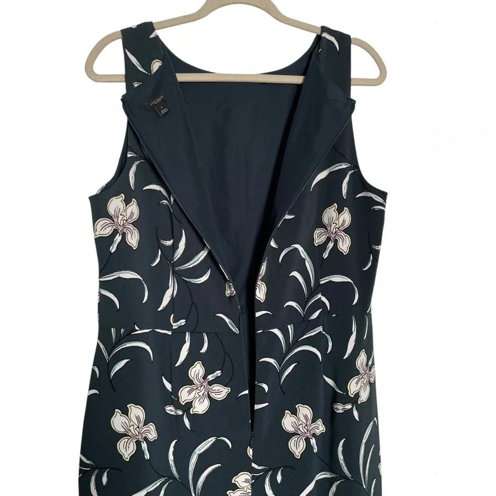 Ann Taylor Factory Dark Green Iris Floral Print Sheath Dress Size 14 - Picture 4 of 5